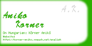 aniko korner business card